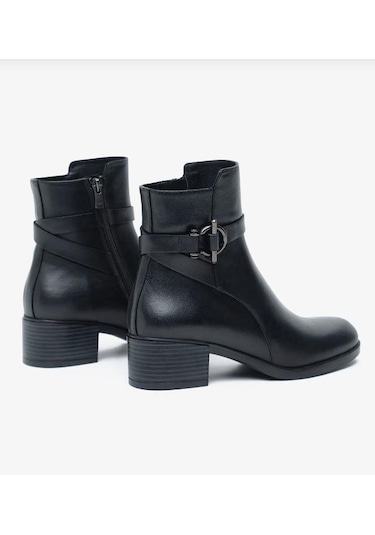 Greyder 59301 Kadın Hakiki Deri Tokalı Femuarlı Urban Bot Siyah