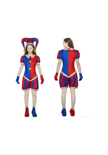 Ambition Pomni Kostüm Çocuklar Yetişkin Palyaço Cosplay Cadılar