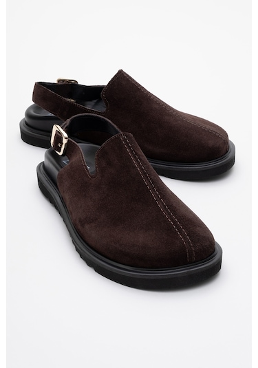 Laby Kahverengi Süet Hakiki Deri Kadın Sandalet Kahverengi