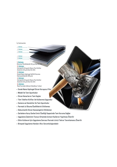 Tecno Phantom V Fold 2 Katlanır İç Ekran Koruyucu Esnek Nano Hydrogel Film - Ekranı Tam Kaplar