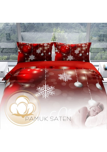 Cattleya Ny Flake 3D Pamuk Saten Çift Kişilik Nevresim Takımı