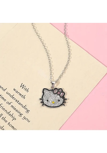 Hello Kitty Gümüş Zincir Kolye , Gümüş Kolye Çocuk Genç Gümüş Kolye Çok Renkli