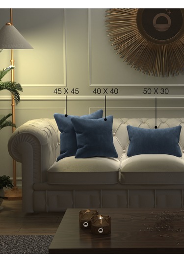 Br Yakamoz Güvercin Mavisi Kırlent , Yastık Kılıfı Kadife Görünümlü Velvet Touch Serisi Güvercin Mavisi