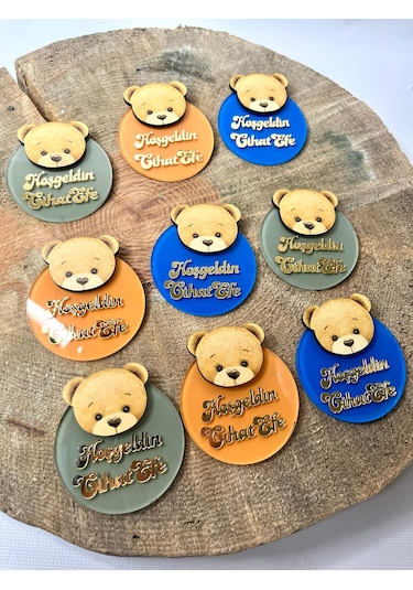 Mr. Home Ayıcıklı Pleksili Magnet-uv Baskılı Doğum Hatırası Magnet