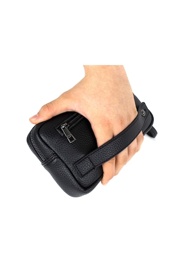 Deri,se Club Erkek Lüks El Ve Bileklik Kemerli Portföy El Çantası Siyah