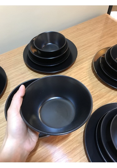 Keramika Mat Siyah 32 Parça 6 Kişilik Yemek Kahvaltı Takımı