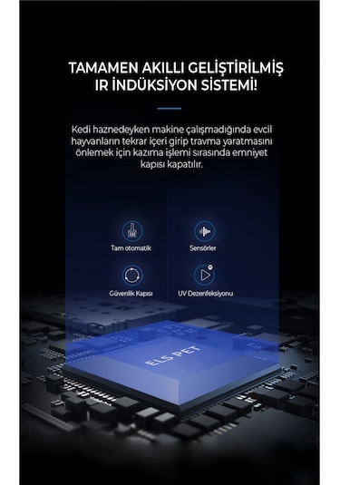 Els Pet Smart Pro Akıllı Otomatik Kedi Tuvaleti App Kontrol Uv Temizleme