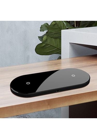 Xiyyadms Siyah İki Cihazlı Kablosuz Şarj Cihazı - 10w Hızlı Şarj, Çoklu Koruma, Dürtmeye Dayanıklı, Kolay Kullanım