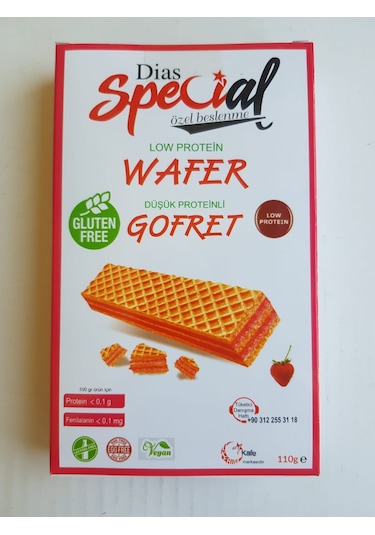 Dias Special Glutensiz ve Düşük Proteinli Çilekli Gofret 110 G