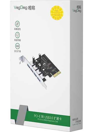 Veggieg Pcı-e Express 4 Portlu Usb 3.0 Hub Çoklayıcı Kart