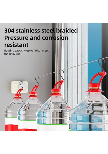 Folinda 4.2m Çelik Teli Gizli Geri Çekilebilir Çamaşır İpi - Duvar Montajlı, Delme Yok, Gerçek Zamanlı Daraltma, Ev Ve Dışarıda Kullanım, Yeşil Yeşil