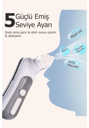 Babyhope H-031 - 5 Kademeli Elektrikli Bebek & Çocuk Burun Aspiratörü 0-12 Yaş Uyumlu Temizleme Cihazı