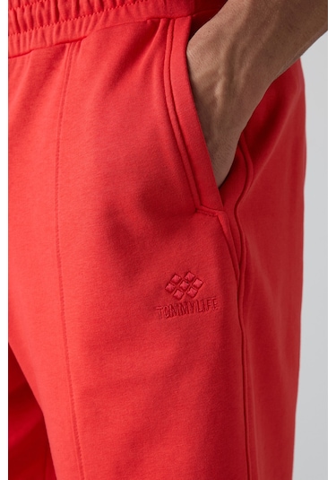 Tommy Life Fiesta Pamuklu Kalın Yumuşak Dokulu Comfort Fit Basic Erkek Şort - 81261 Kırmızı