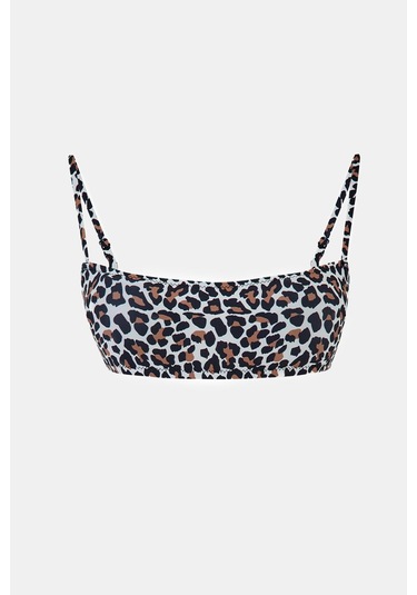 Capetown Leopar Desenli Bralet Çıkarılabilir Pedli Bikini Üst Leopar