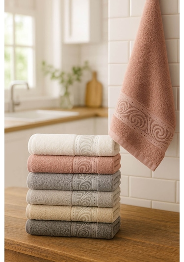 6'lı Mutfak Havlusu Seti 30x50 Cm %100 Pamuklu Derya Çok Renkli