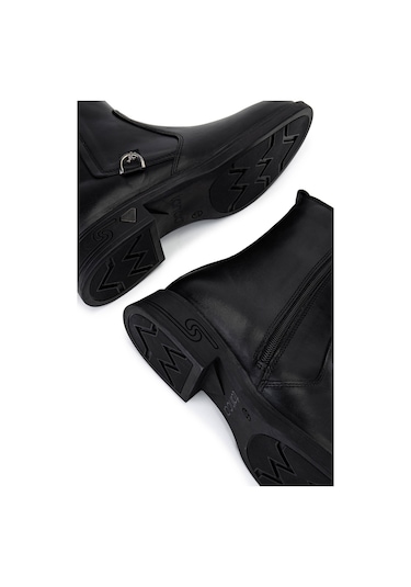 Tamer Tanca Kadın Hakiki Deri Siyah Deri Topuklu Bot 1065 3450 Bn Bot Sk25-26 Sıyah Dr Siyah