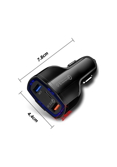 Hombey Siyah Araba Şarj Cihazı, 2 Usb Type-c Portlu, Hızlı Şarj Desteği, Çok Katmanlı Koruma, Abs Malzeme