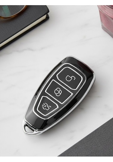 Ford Focus Fiesta Kuga Mondeo Smax Cmax Ecosport 3 Buton Nano Anahtar Kılıfı Siyah-gümüş