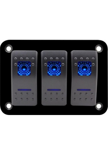 Suntek Rocker Swıtch 3'lü Panel -mavi Led Işık ,tekne,karavan