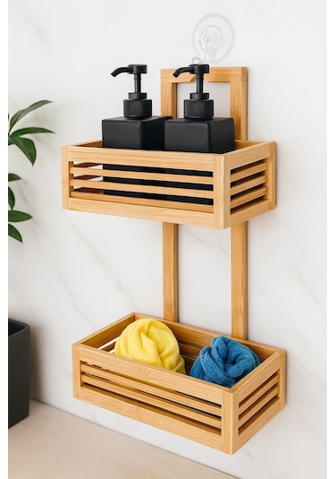 Vıchy Bambu Banyo Askısı Br-6703 2 Katlı Kancalı X4 Ahşap