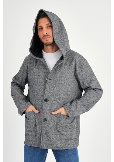 Alexandergardı Kapüşonlu İçi Şardonlu Oversize Hırka E23-607 03 Lacivert Melanj