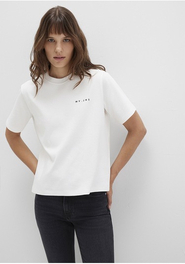 Mavi - Mv Baskılı Ekru Tişört 1613148-80194 Ekru