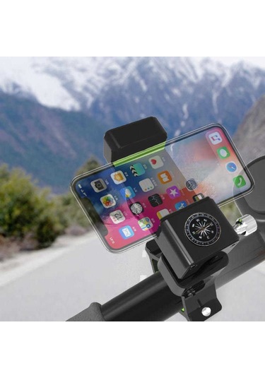 Pusulalı 360 Dönen Bisiklet Telefon Tutucu Q003-Siyah