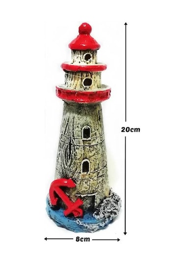 Çapalı Deniz Feneri Akvaryum Dekoru 20 CM Pembe