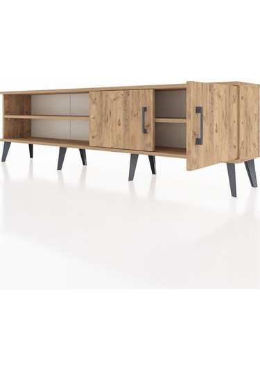 Arges Tv Ünitesi 2 Raflı 2 Kapaklı 176x30x51 Çam-çam/çam Atlas Çam/atlas Çam