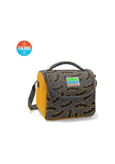 Coral High Kids Koyu Gri Hardal Yarasa Desenli Thermo Beslenme Çantası 11721