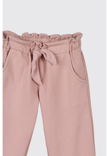 Panço Kız Çocuk Örme Pantolon Pembe