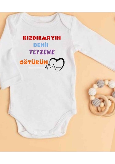 Lupi İsimli Zıbın Yazılı Bebek Zıbın Bej Melanj-indigo Beyaz