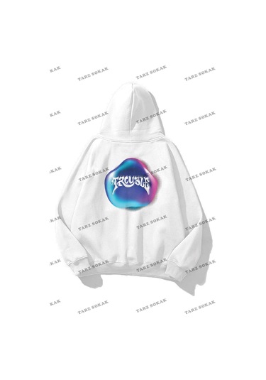 Y2K Unisex Trouble Sweatshirt Kod 1623 Beyaz