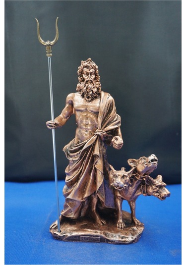 Hades Heykel Biblo Tasarım 25 Cm Mitolojik Obje Hediyelik Eşya Ev Dekor Bakır