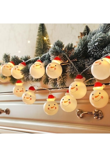 Pazly 3 M Noel Işıkları Kardan Adam Kar Tanesi Noel Baba Fener Kolye 1.5m/10led 3m/20led Dekorasyon Malzemesi 3m-style F