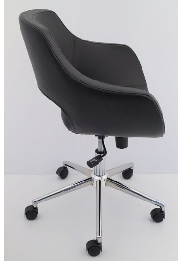 Ultra Siyah Deri Ofis Çalışma Sandalyesi