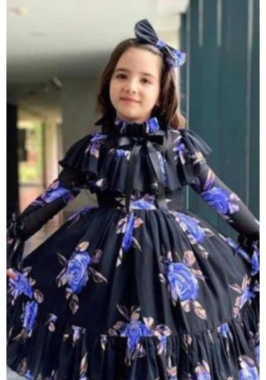 Riccotarz Kız Çocuk Kolları Transparan Ve Yakası Fırfırlı Üzeri Çiçek Desenli Piliseli Mor Elbise 001 Riccotarz Kız Çocuk Kolları Transparan Ve Yakası Fırfırlı Üzeri Çiçek Desenli Piliseli Mor Elbise 001