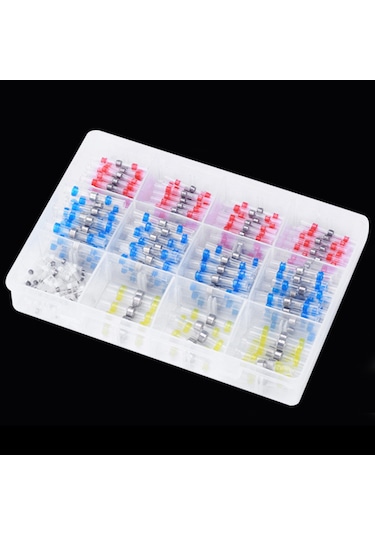 Aubyhe Su Geçirmez Kaynaklı Isı Daraltmalı Bağlantı Terminaleği Seti 400 Adet Kırmızı:40, Mavi:40, Beyaz:30, Sarı:15, Siyah:275 Kutulu