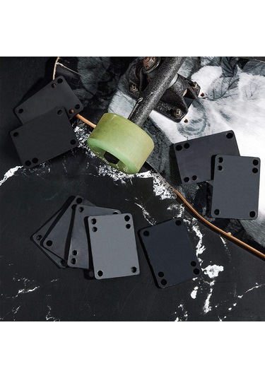 10 Adet 3 Mm Yükseltici Şok Pedleri Kaykay Şok Pedleri Yumuşak Longboard Siyah