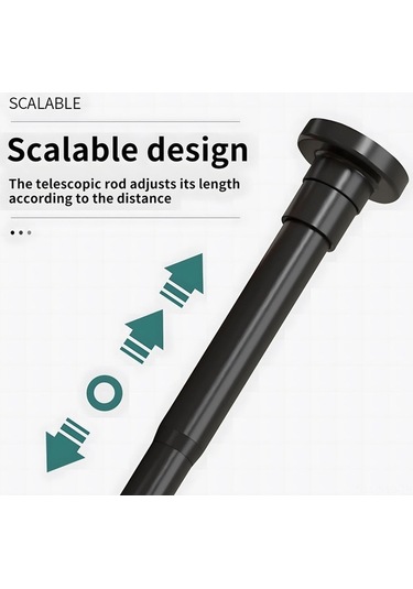 Ulzyvf Paslanmaz Çelik Banyo Perde Çubuğu - 43-78.7 Inç Ayarlanabilir Gerilimli Kurutma Askısı Siyah Siyah