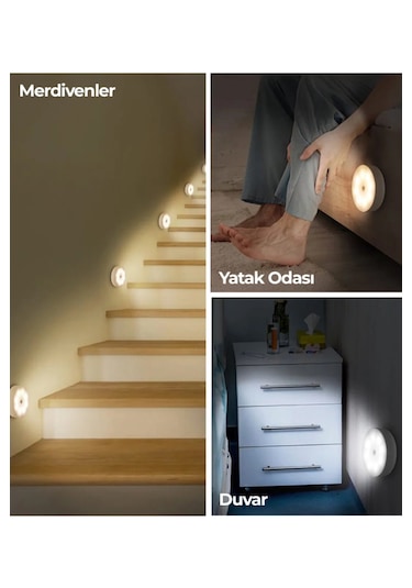 2 Adet Hareket Sensörlü Usb Şarjlı Led Işık Lamba-oda, Mutfak, Salon Ve Merdiven Işıklandırma 1