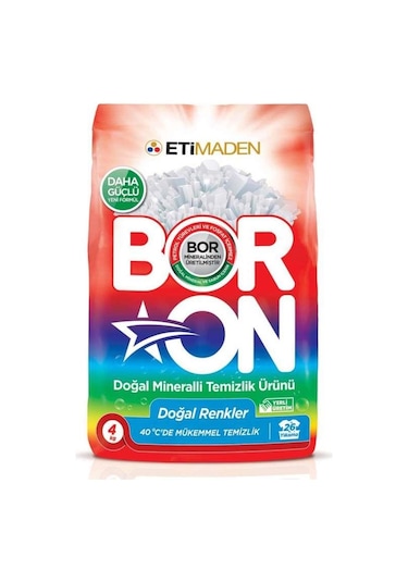 Boron Doğal Mineralli Doğal Renkler Toz Çamaşır Deterjanı 26 Yıkama 4 KG