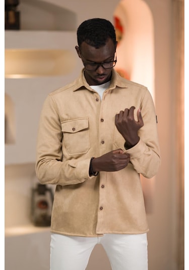 Advante Regular Fit Likralı Çift Cepli Pamuklu Astarsız Kadife Gömlek 001