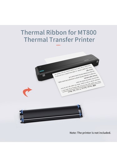 Teltree Hprt Mt800 Termal Transfer Yazıcı Şeridi - 2'li Paket, 45 A4 Sayfa Baskı Kapasiteli, Pet&mum&mürekkep Malzeme Siyah