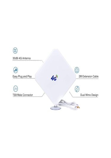 Geeroyoo "35db 4g Sinyal Yükseltici - 2 Metre Ts9 Bağlantılı Geniş Bant Anten"