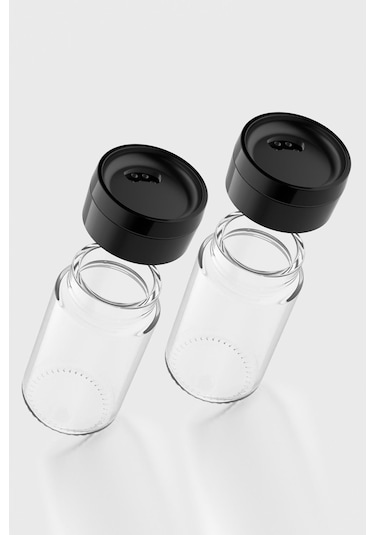 Renga Dorian 105 Ml Siyah Kapaklı 2'li Cam Tuzluk Biberlik Seti 121006 Siyah