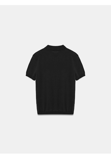 Dilvin 10871 Lyocell Karışımlı Polo Yaka Bluz-siyah