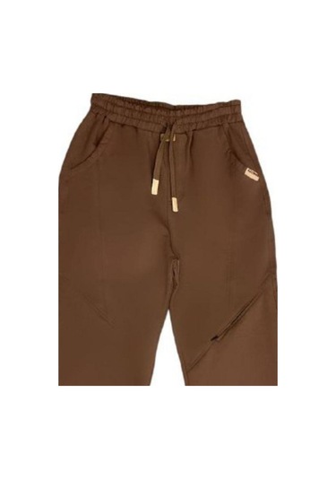 Erkek Çocuk Pamuklu Beli Lastikli Eşofman Alt-15127 Kahverengi