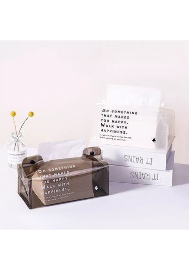 Beyaz-şeffaf Pvc Doku Kutusu Katlanabilirpeçete Tutucu Basit Çentik Tasarımı Su Geçirmez Çok Fonksiyonlu Saklama Kutusu Doku Kutusu Ev Dekor