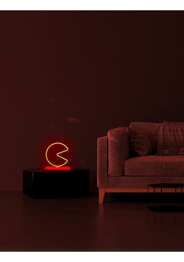 Pac-man Figürlü Kırmızı Neon Gece Lambası Çok Renkli